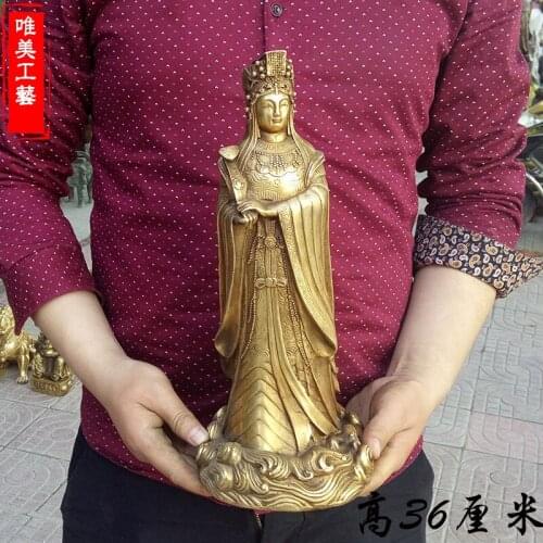 UNIQUE 36CM LARGE -HOME FAMILY EFFICACIOUS PROTECTIVE-TALISMAN BLESS PEACE MAZU GODDESS MATSU COLLECTION COPPER STATUE