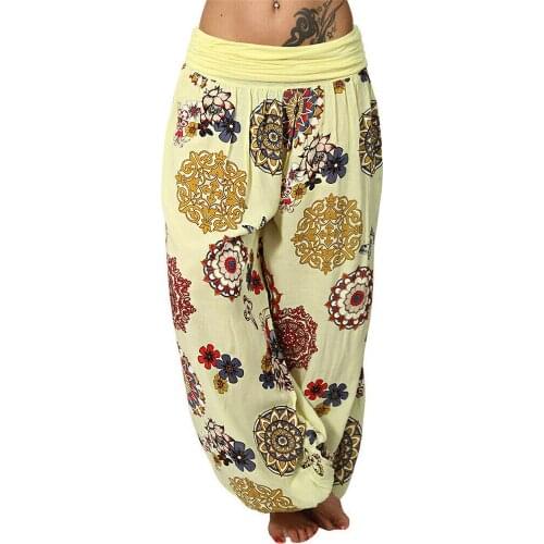 Women Casual Loose Yoga Trousers Baggy Boho Aladdin Jumpsuit Pants Seamless Leggings Pants Ropa Deporte Mujer