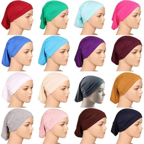 Sjaal Dames Modal Monochromatic Headkerchief Cylinder Cap Base Cap High Elastic Silk Cotton Womens Arab Collar
