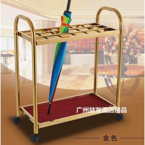 18 Heads Office Umbrella Rack Hotel Lobby Umbrella Holder Metal Umbrella Storage Stand With Wheels