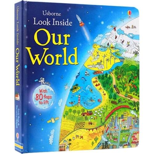 2021 Early English Picture Book Look Our World baby educational Picture Nearly 200 knowledge points There are 80 places to turn