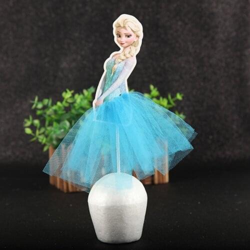 3pcs/lot Frozen Princess Theme 3pcs Cupcake Cake Topper For Girls Happy Birthday Party Cake Supplies