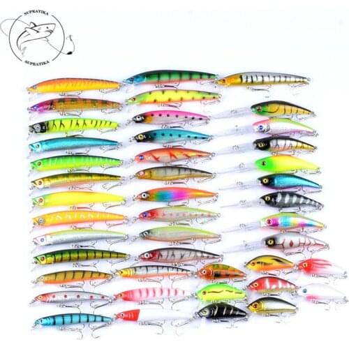 43Pcs/Lot Mix Lifelike Fishing Lures Artificial Hard Baits Set for Fishing Wobbers Minnow Lures Everything for Fishing