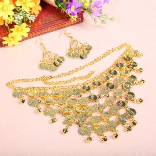 Belly Dance Accessories Necklace with Earrings for women Belly Dancing Props new cheap 2 color