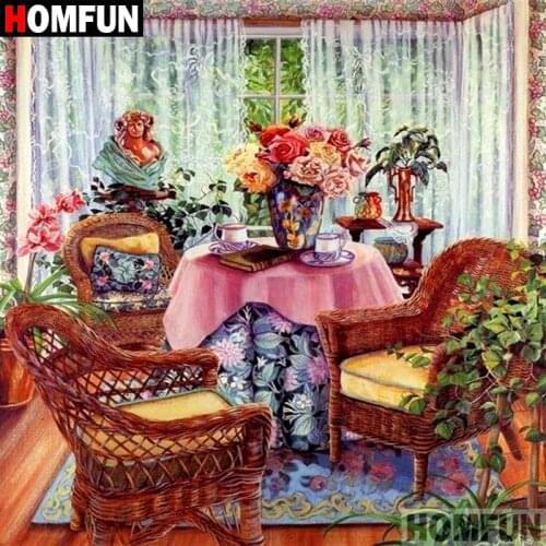 HOMFUN 5D Diamond Embroidery Needlework Kit "Room scenery" Diy Diamond Painting Cross Stitch Home Decoration Gift A09122