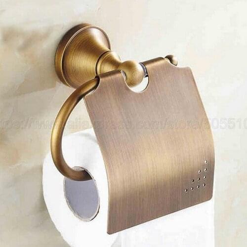 Antique Brass Toilet Paper Holder Brass Bathroom Roll Paper Accessory Wall Mount Toilet Tissue Paper Holder zba131