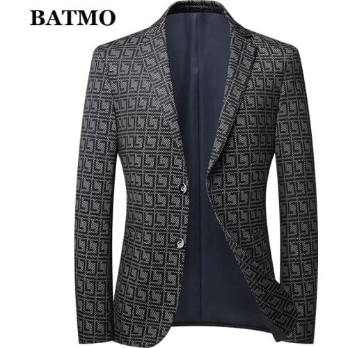 BATMO 2021 new arrival spring plaid casual blazer men,jackets male,plus-size M-4XL M2290