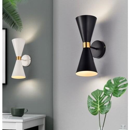 White modern wall sconce lights black wall lamps nordic bedroom bedside flexible adjustable wall lights up and down loft decor