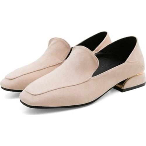 BLXQPYT New Pumps Women Shoes Round Toe Shallow Square Heel Casual Shoes Classic Shoes Small and Lage Size 30-45 168-3