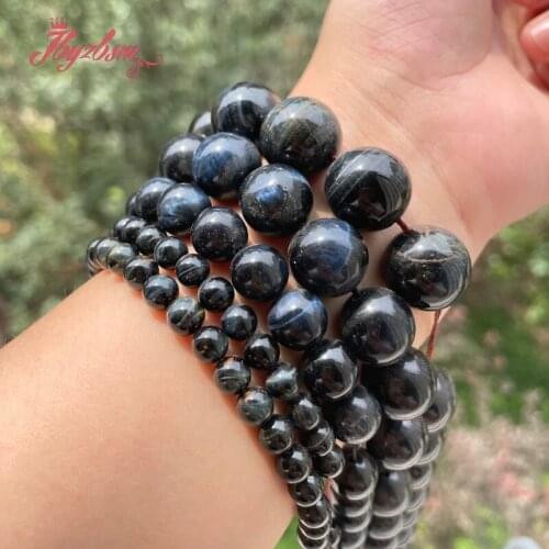 6/8/10/12mm Natural Tigers Eye blue Smooth Stone Beads Loose For DIY Necklace Bracelet Jewelry Making Strand 15" Free Shipping