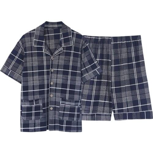 Mens Pajama Sets Full Cotton Pajamas Men Sleepwear Knit Style Nightgown Home Male Soft Cozy Sleeping Wear M-XXXXL