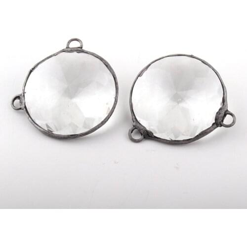 F Round Crystal charm for DIY making bracelet,necklace jewelry double side charm