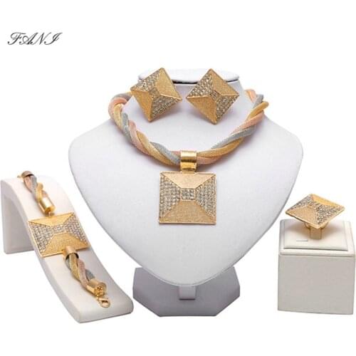 Fani Dubai gold-colorful Luxury Jewelry Sets Brand italian jewelry sets for women Fashion statement jewelry set Wholesale