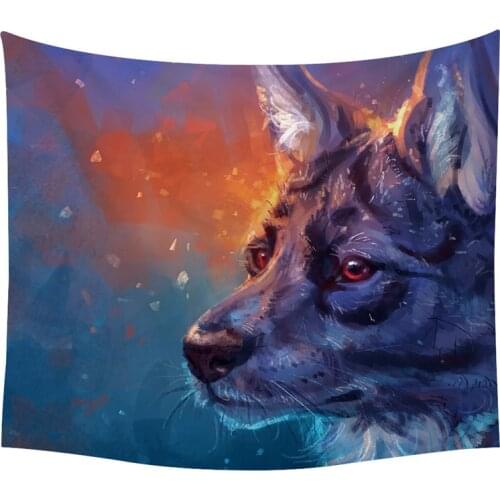 PLstar Cosmos Tapestry Galaxy Wolf 3D Printing Tapestrying Rectangular Home Decor Wall Hanging Home Decoration Style-06