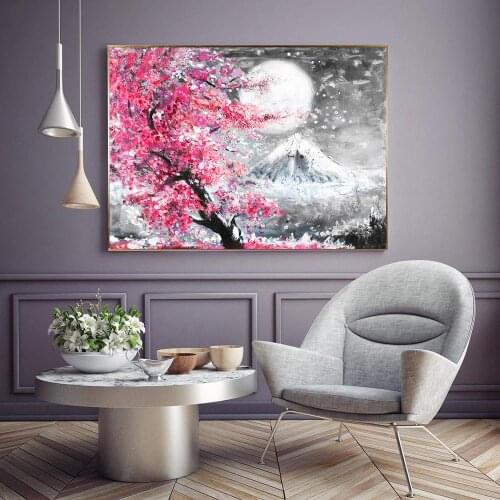 Japanese Sakura Tree Cherry Blossom Mount Canvas Paintings Wall Art Posters Prints Pictures For Living Room Kitchen Home Decor