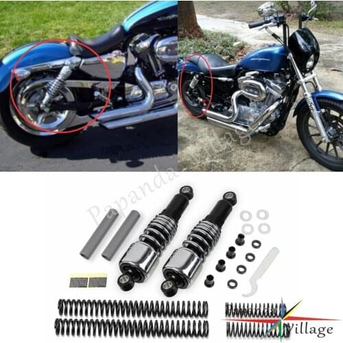 1 Pair Complete Rear Shock Absorbers Lowering Slammer Kit for Harley Touring FLT FLHT FLTR Road King Steel Chrome Suspension