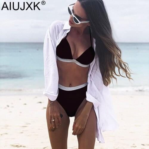 AIUJXK 2019 Summer Summer Lingerie Set Women Push Up High Waist Sexy Bra And Panty Leopard Solid Biquini Female 2 Piece Swimsuit