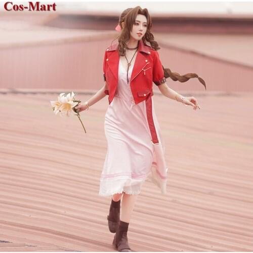 Hot Game Final Fantasy VII Aerith/Aeris Gainsborough Cosplay Costume Elegant Uniform Dress Activity Party Role Play Clothing