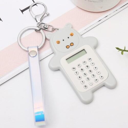 Creative cute bear computer keychain leather rope pendant doll machine small gift couple bag charm