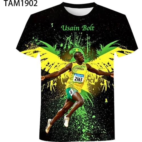 Usain Bolt 2021 Summer New 3D T-Shirt Mens / Womens Top Boys' and Girls' Cool Street Trend Harajuku Student Sportswear