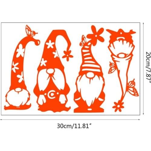 M17D Glow in the Dark Christmas Gnome Wall Stickers Elf Scandinavian Tomte Window Decals for Festival Party Home Office Decor