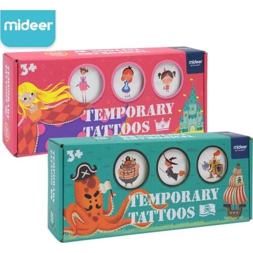 Mideer Children Cartoon Temporary Tattoos Stickers Gargen Cool Pirate DIY Hands Arm Body Art Waterproof Sweat Proof Kids 3Y