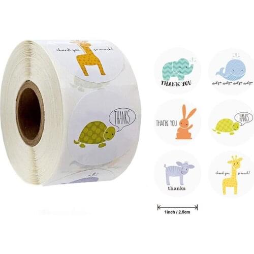 Cartoon Animal Series 1inch Thank You Toys Sticker For Kids Cute Rabbit Handmade Stickers Fashion Decoration Sticker