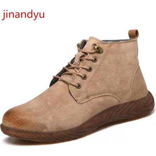 Safty Boots for Men Work Steel Toe Man Shoes Leather Genuine Boots Anti Puncture Warm Security Working Shoes Man Safety Boots