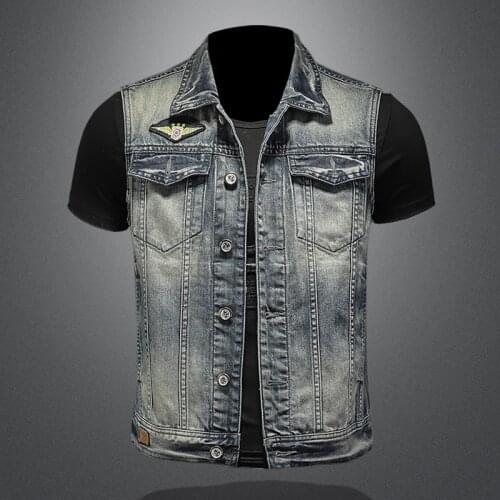 2021 Spring Summer Men European Style Personality Cowboy Waistcoat Male Large Size Denim Vest