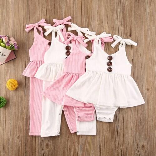 2020 Summer New Baby Girls Ruffles Rompers Newborn Baby Clothes Toddler Ruffles Sleeveless Cotton Jumpsuits One-Pieces Playsuit