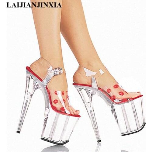 New 20cm womens shoes, sexy high heel sandals lips sexy sandals, pole dancing performance bride photo Dance Shoes