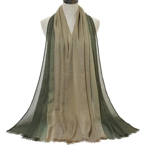 2020 New Arrival Gradient Glitter Cotton Hijabs Shawls Large Size Muslim Head Wraps Fashion Scarves Mufflers Turbans 1PC Retail