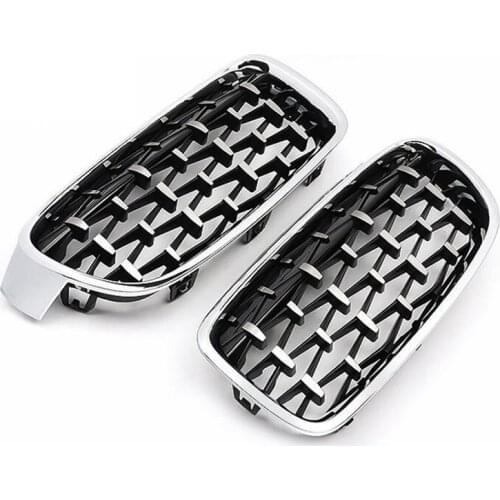 A Pair Diamond Grille Car Front Grill Racing Grills For BMW F30 F35 F10 F11 F18 E70 E71 E72 F15 F16 3 5 Series X5 X6 Car Styling