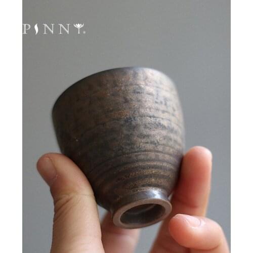 PINNY 50ML Retro Rust Glaze Teacup Chinese Kung Fu Tea Cups Pigmented Hand Made Tea Bowl Tea Ceremony Accessories