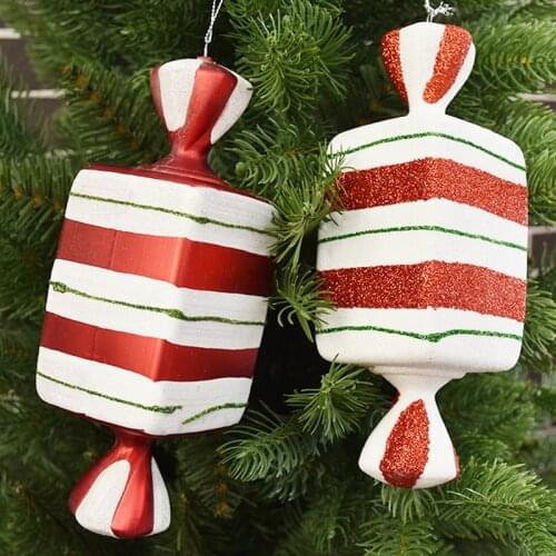Christmas ornaments pendant Christmas tree decoration red and white 15/18CM painted candy pendant childrens holiday products