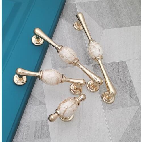 Furniture Drawer Handle European Style Kitchen Cabinet Dresser Door Pulls Marble Metal Cupboard Wardrobe Hardware Knob
