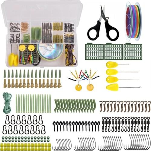 232Pcs Carp Fishing tackle with Braided line carp hooks Quick Links Rigs for carp fishing accessories with Double layer Box