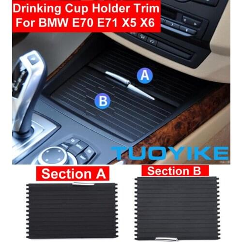 Car Styling Inner Interior Center Console Drinking Water Cup Holder Cover Trim Cover Curtain For BMW E70 E71 X5 X6 2007-2013