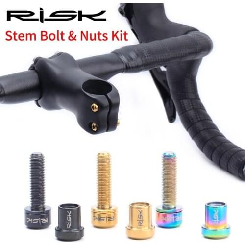 RISK Titanium Bolts M5 X18mm Front Fork Lock Screws Nuts Kit Ti Bolt Carbon Fibre Stem Bolts Road MTB Bike Fixing Fasteners Set