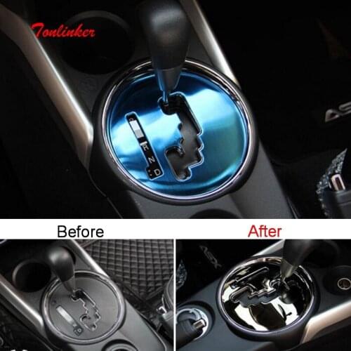 Tonlinker Interior Car Gear Panel Cover case sticker for Mitsubishi ASX 2013-19 Car Styling 1 PCS Stainless Steel Cover Sticker