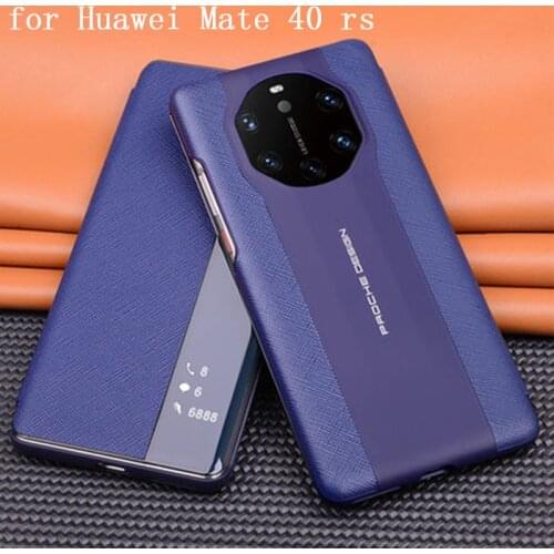 Window View Auto On/off Case forHuawei Mate 40 rs Genuine Leather Flip Cover Shell forHuawei MATE 40RS MATE40RS Phone Funda Skin