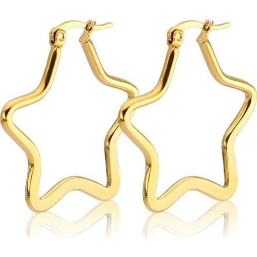 Women stainless steel earrings star shape titanium steel earrings fashion jewelry multi size multicolor gift for lover 2018