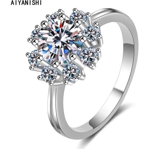 AIYANISHI 925 sterling silver ring 1ct Classic style Diamond jewelry Moissanite ring Wedding Party Anniversary Ring For Women