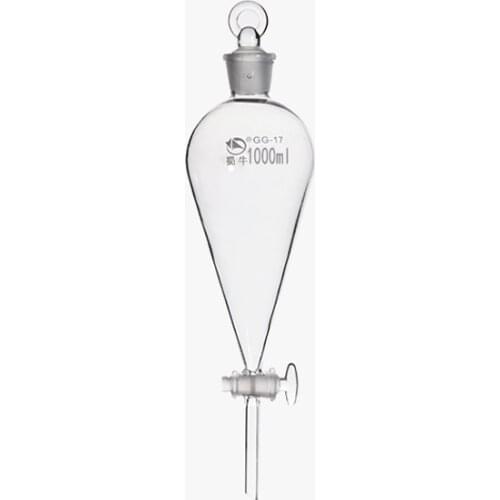 1piece Lab 1000ml glass pear-shaped Separating Conical Funnel With Glass Ground-in piston Laboratory Glassware