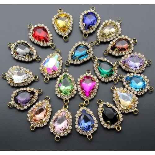 10pcs/lot Crystal Rhinestone Charms Pendant Connector for Earring Findings fits DIY Necklace Bracelet Jewelry Making Accessories