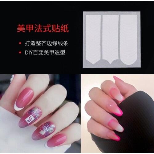 2set (96PCS ) White French Manicure Strip Nail Art Form Fringe Guides Sticker DIY Line Tips