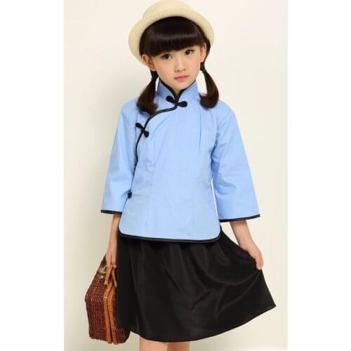 Hot Sell Kids Chinese Ancient Costume Children Chinese Folk Clothes 2 PCS Girl School Uniform Chinese Traditional Clothes 16