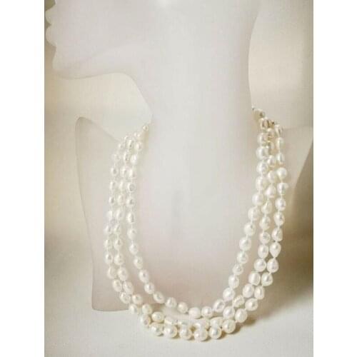 3 strands 8-9mm varitions color freshwater pearl necklace bracelet set