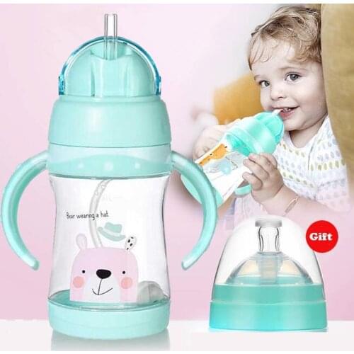 350ml Baby Feeding Bottles Cups 2 Use Kids Water Milk Bottle Soft Mouth Duckbill Sippy Infant Drink Training Feeding Bottle