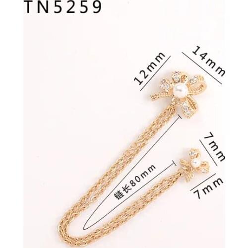 5pcs TN5259 Alloy Zircon Bow Chain Nail Art Crystals pearl nail jewelry Rhinestone nails accessories supplies decorations charms